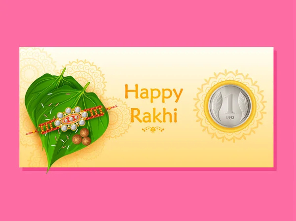 인도에서 Raksha Bandhan 축제에서 오 빠와 여동생 결합에 대 한 우아한 Rakhi — 스톡 벡터