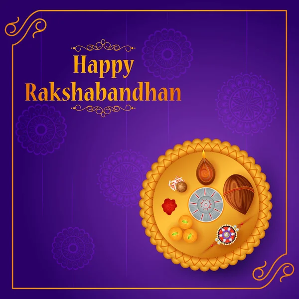 Elegante Rakhi para Hermano y Hermana vinculación en el festival Raksha Bandhan de la India — Vector de stock