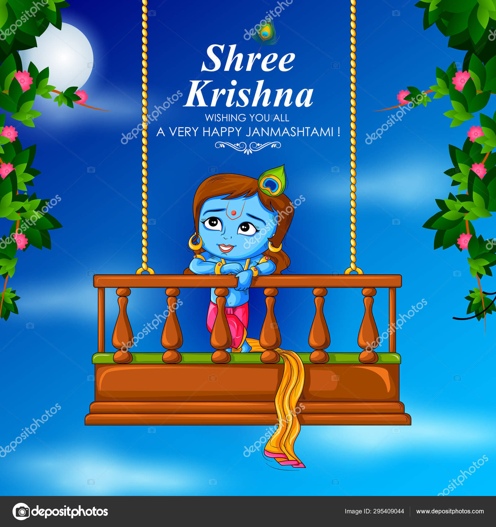 Krishna Janmashtami festival background of India in vector Stock Vector  Image by ©stockillustration #295409044