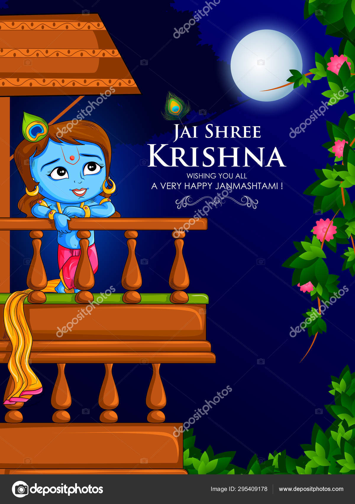 Krishna Janmashtami festival background of India in vector Stock Vector  Image by ©stockillustration #295409178