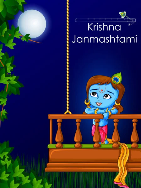 Krishna Janmashtami festival background of India in vector — Stock Vector