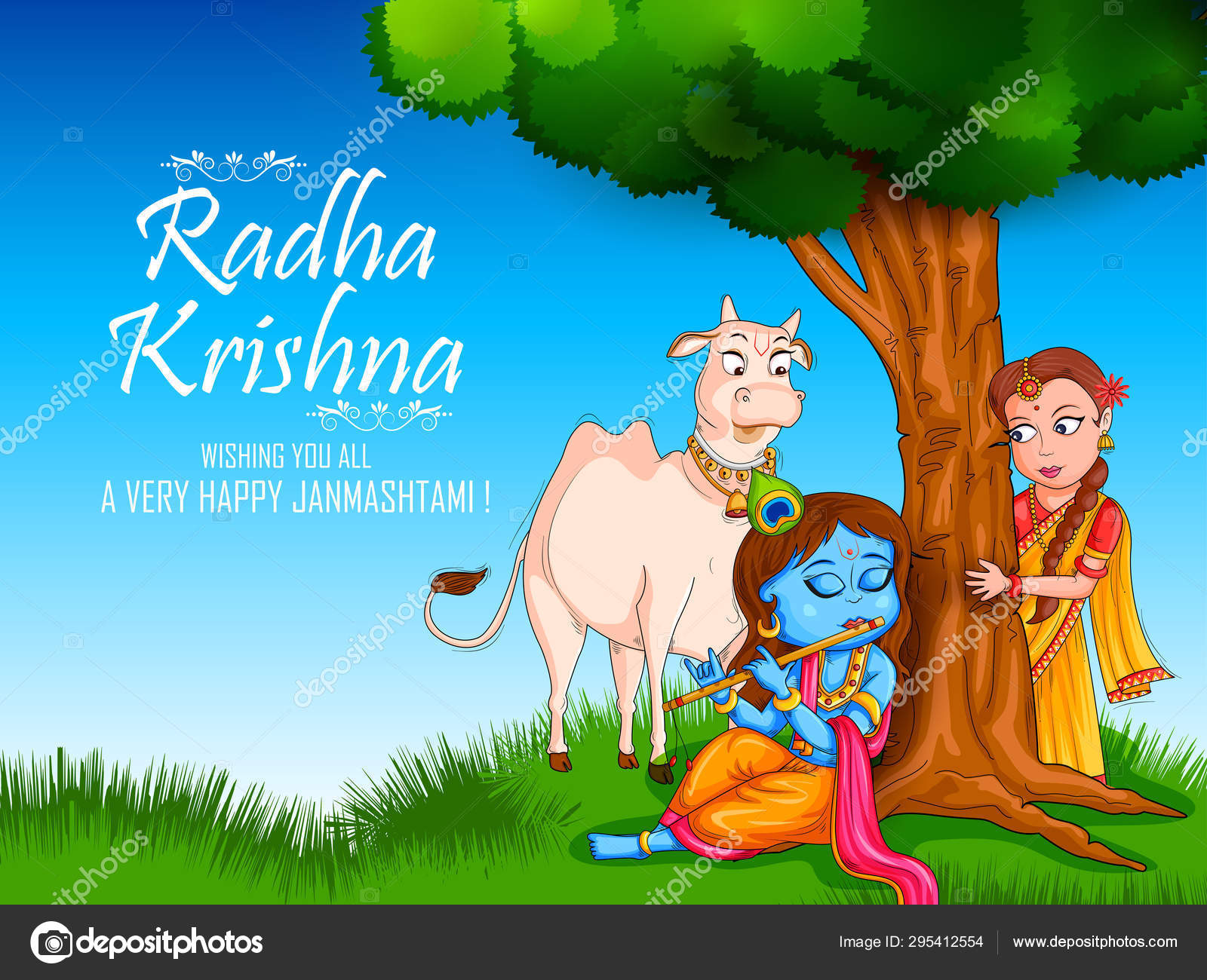 Krishna Janmashtami festival background of India in vector Stock Vector  Image by ©stockillustration #295412554