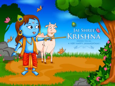 Krishna Janmashtami festival background of India in vector clipart