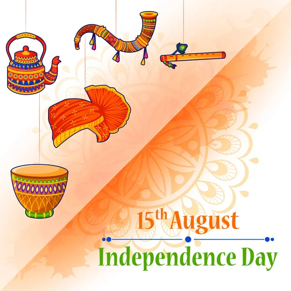 15 sierpnia dzień niepodległości Indii tricolor tle — Wektor stockowy
