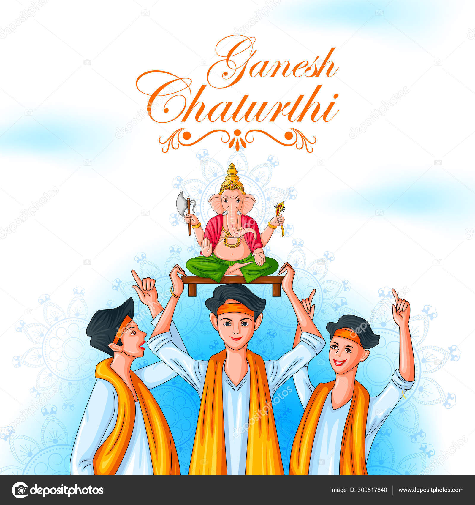 Happy Ganesh Chaturthi festival celebration of India Stock Vector Image by  ©stockillustration #300517840
