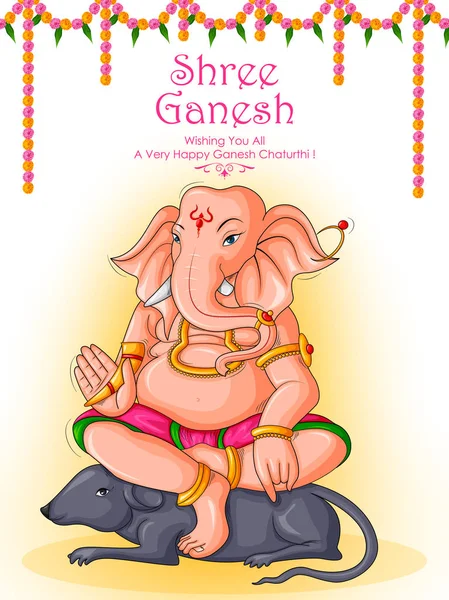 Gelukkig Ganesh Chaturthi festival viering van India — Stockvector