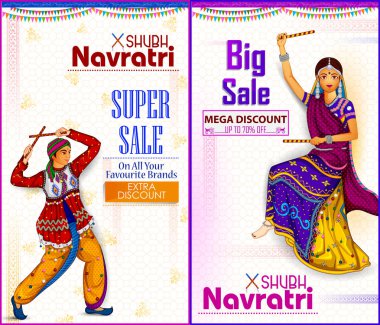 Dussehra veya Navratri için Dandiya Raas'ta Garba dansı yapan lar