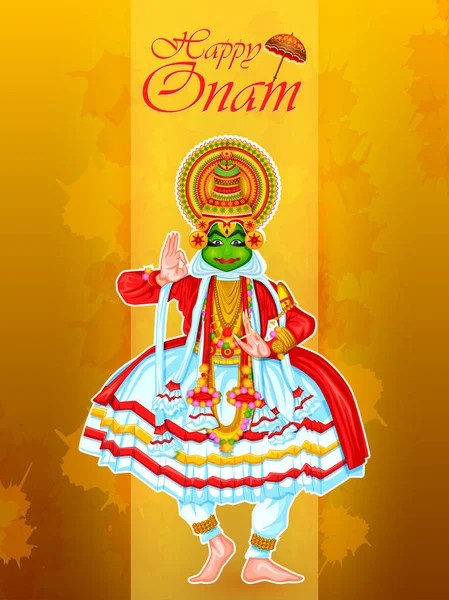 Happy Onam festival saluti per celebrare l'annuale festival indù del Kerala, India — Vettoriale Stock