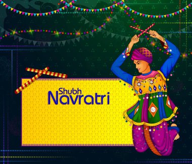 Dussehra veya Navratri için Dandiya Raas'ta Garba dansı yapan lar