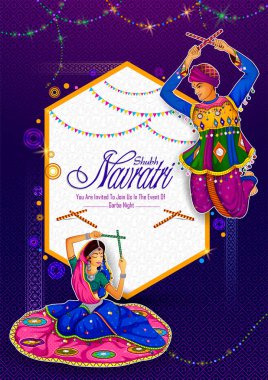 Dussehra veya Navratri için Dandiya Raas'ta Garba dansı yapan lar