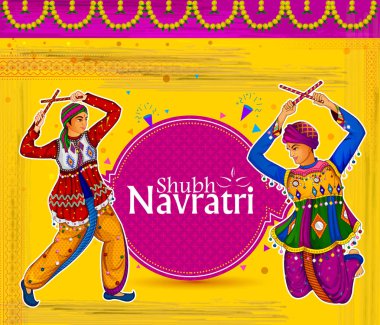 Dussehra veya Navratri için Dandiya Raas'ta Garba dansı yapan lar