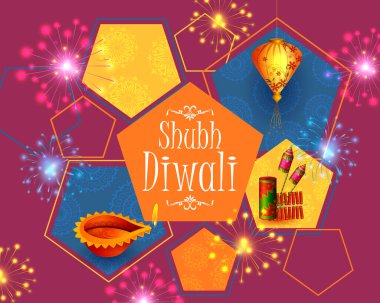 Arka plan tebrik Hindistan'ın mutlu Diwali ışık Festivali