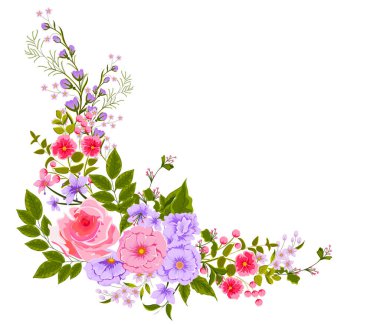 Çiçekli bahar arkaplan şablonu üzerinde güzel taze çiçek afişi, düğün davetiyesi veya tebrik kartı tasarımı