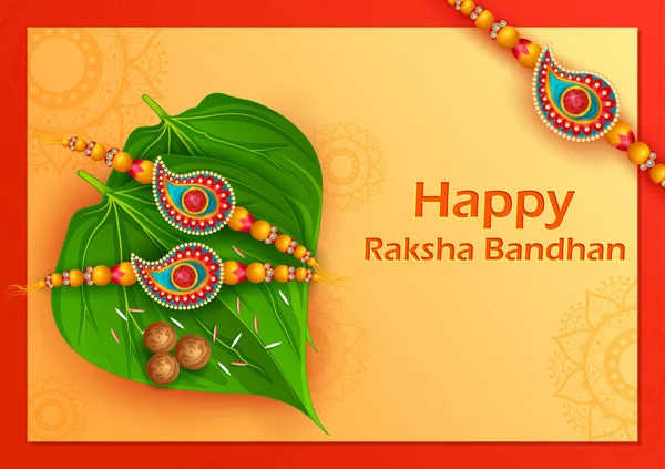 Elegante Rakhi para Hermano y Hermana vinculación en el festival Raksha Bandhan — Vector de stock