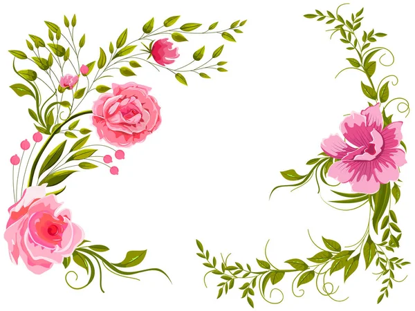 Hermosa flor fresca en la plantilla de fondo de primavera floral para banner, invitación de tarjeta de boda o diseño de tarjeta de felicitación — Vector de stock