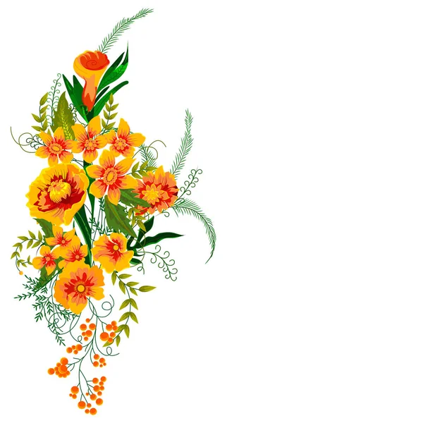 Hermosa flor fresca en la plantilla de fondo de primavera floral para banner, invitación de tarjeta de boda o diseño de tarjeta de felicitación — Vector de stock