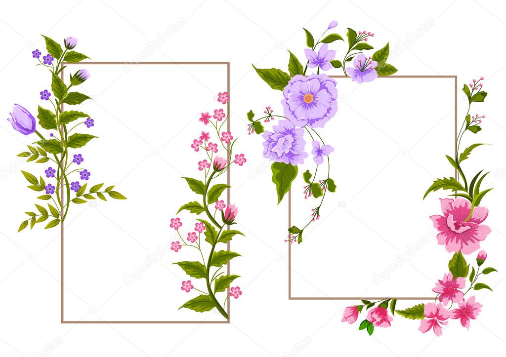 Beautiful fresh flower on floral spring background template for banner, wedding card invitation or greeting card design