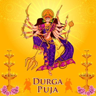 Hindistan 'ın Mutlu Dussehra veya Shubh Navratri festivali için Hint Tanrıçası Durga