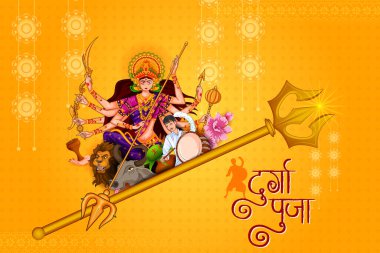 Hindistan 'ın Mutlu Dussehra veya Shubh Navratri festivali için Hint Tanrıçası Durga