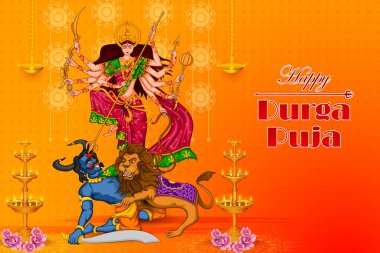 Hindistan 'ın Mutlu Dussehra veya Shubh Navratri festivali için Hint Tanrıçası Durga