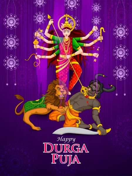 Indische Göttin Durga zum Happy Dussehra oder Shubh Navratri Fest in Indien — Stockvektor