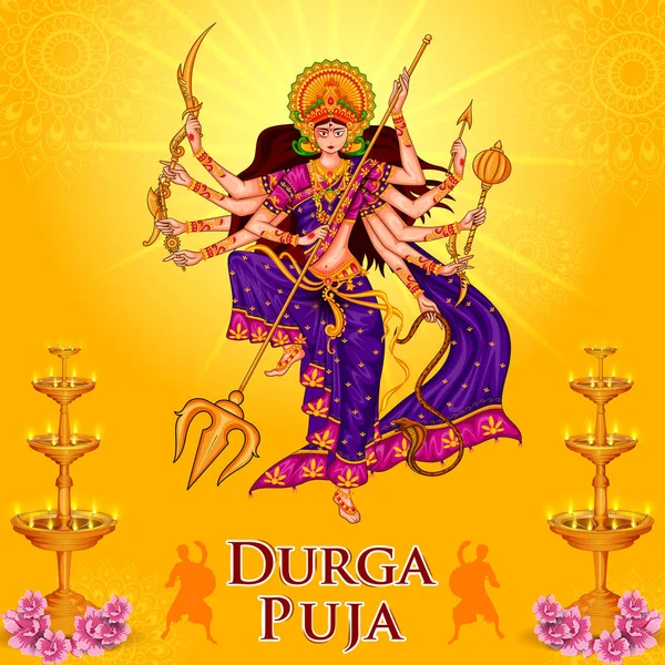 Déesse indienne Durga pour Happy Dussehra ou Shubh Navratri festival de l'Inde — Image vectorielle