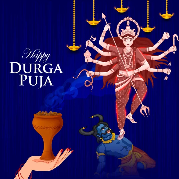 Déesse indienne Durga pour Happy Dussehra ou Shubh Navratri festival de l'Inde — Image vectorielle