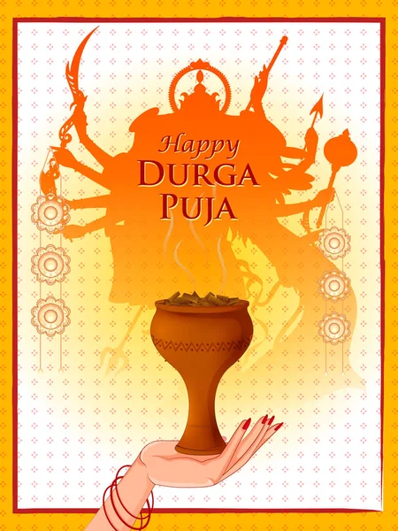 Hindistan 'ın Mutlu Dussehra veya Shubh Navratri festivali için Hint Tanrıçası Durga — Stok Vektör