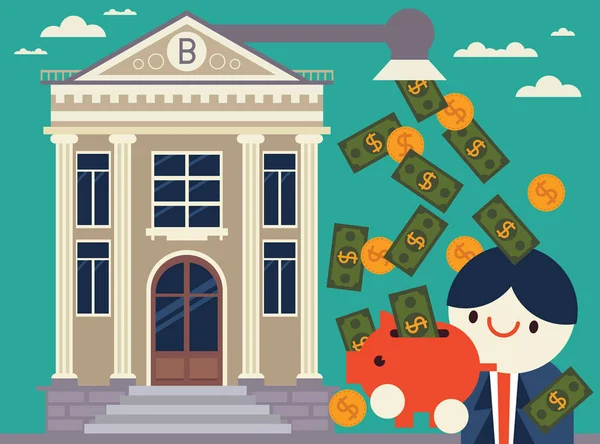 Banka binası domuzcuk bankası olan mutlu iş adamına para veriyor.