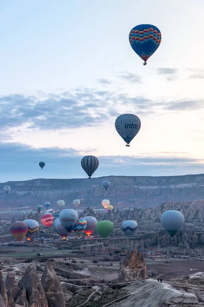 Февраля 2018 Года Полет Воздушных Шаров Над Долиной Каппадокии Goreme — стоковое фото