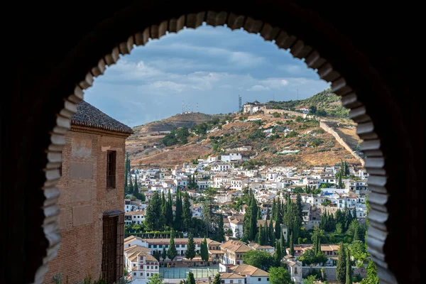 Arco Alhambra Paisaje Urbano Granada Fondo — Foto de Stock