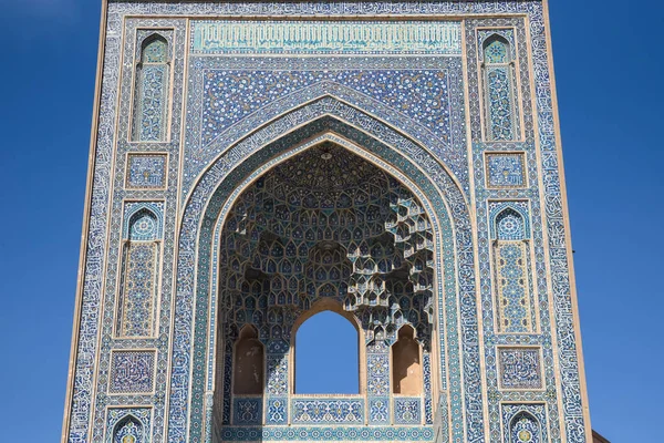Colorful Jameh Mosque Blue Ornamental Mosaic Yazd Iran — Stock Photo, Image