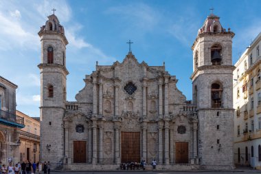 23 Ağustos 2019 Katedral Meydanı manzarası. Havana, Küba