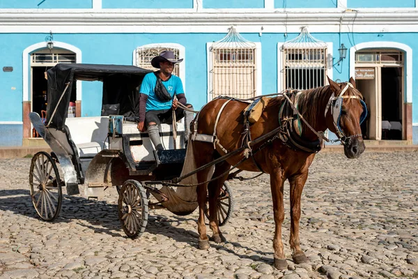 2019 Augusztus Lovas Kocsi Téren Plaza Mayor Néven Trinidad Kuba — Stock Fotó