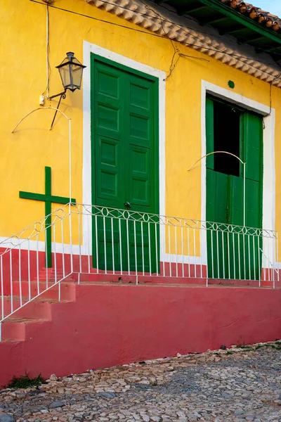 August 2019 Bunte Häuserfronten Trinidad Kuba — Stockfoto