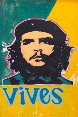 4 Eylül 2019: Devrimci Che Guevara 'nın duvar resmi. Havana, Küba