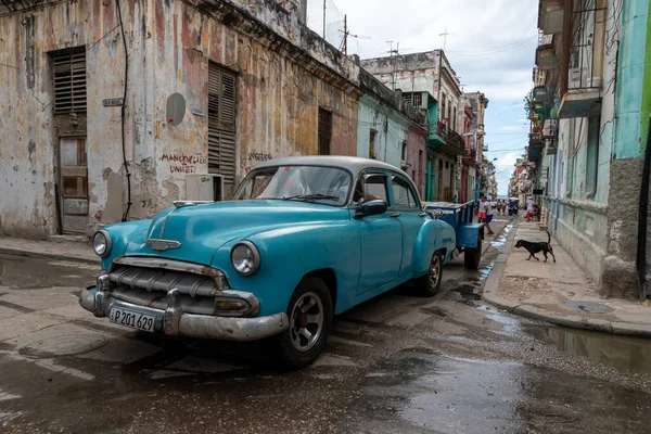 Szeptember 2109 Vintage Klasszikus Amerikai Autó Egy Utcában Old Havana — Stock Fotó