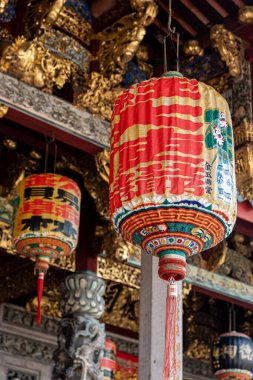 31 Mart 2018: Çin Khoo Kongsi klanının evinde büyük geleneksel fener. Geroge Kasabası, Penang