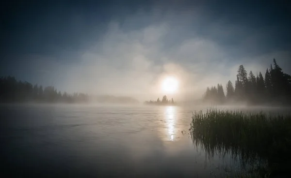 Nevoeiro Sobre Lago — Fotografia de Stock