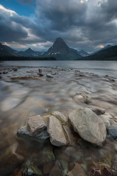 Národní Park Glacier Při Západu Slunce — Stock fotografie