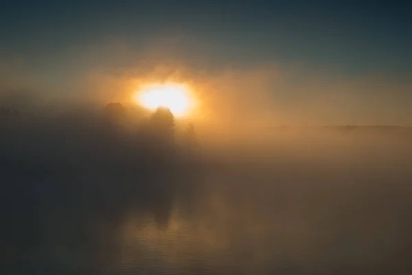 Lever Soleil Dans Brouillard — Photo