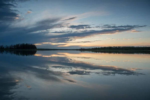 Elk Island Sunset Alberta Állam — Stock Fotó