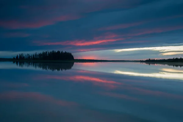 Sonnenuntergang Auf Elk Island Alberta — Stockfoto