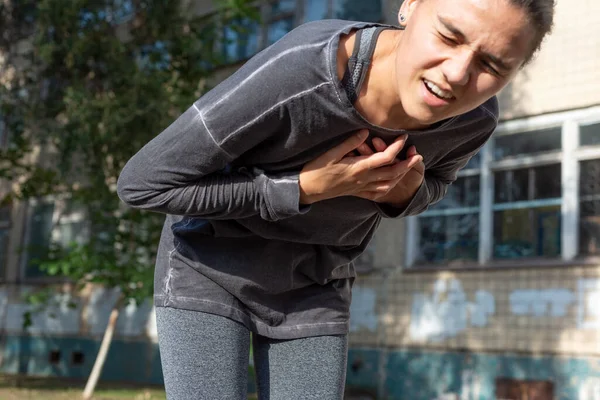 Tijdens Het Hardlopen Kreeg Jonge Atleet Een Hartaanval Ziekte Van — Stockfoto