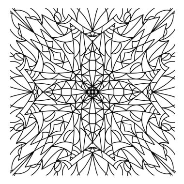 Beyaz arka planda soyut elementlerin deseni. Siyah ve beyaz dış hat vektör deseni. Renklendirme ve yazdırma için çeşitli elementlerin arkaplanı.