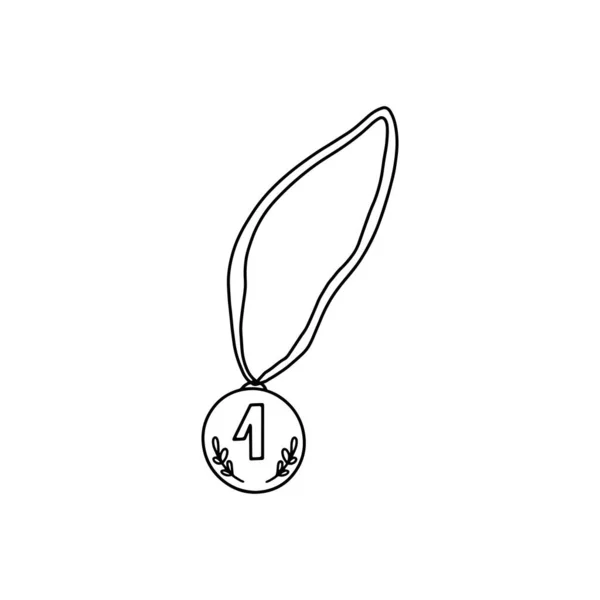 Μετάλλιο Για Την Πρώτη Θέση Στην Κασέτα Ασπρόμαυρη Διανυσματική Απεικόνιση — Διανυσματικό Αρχείο