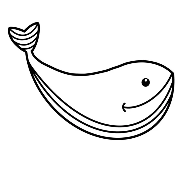 Mignonne Baleine Souriante Style Dessin Animé Sur Fond Blanc Illustration — Image vectorielle