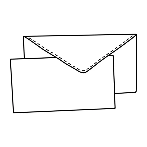包裹一张空白的纸 上面有文字的位置 白色背景上带有字母的信封的单色插图 手绘隔离物品供您设计 — 图库矢量图片