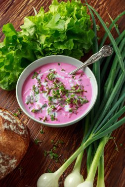 Geleneksel Rusya ve Doğu Avrupa yaz soğuk çorba sıcak hava için