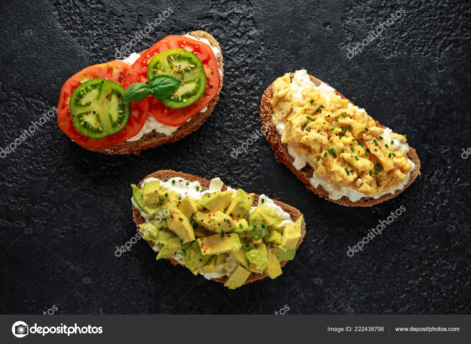 Vegetarian Healthy Bread Toasts With Cottage Cheese Heirloom